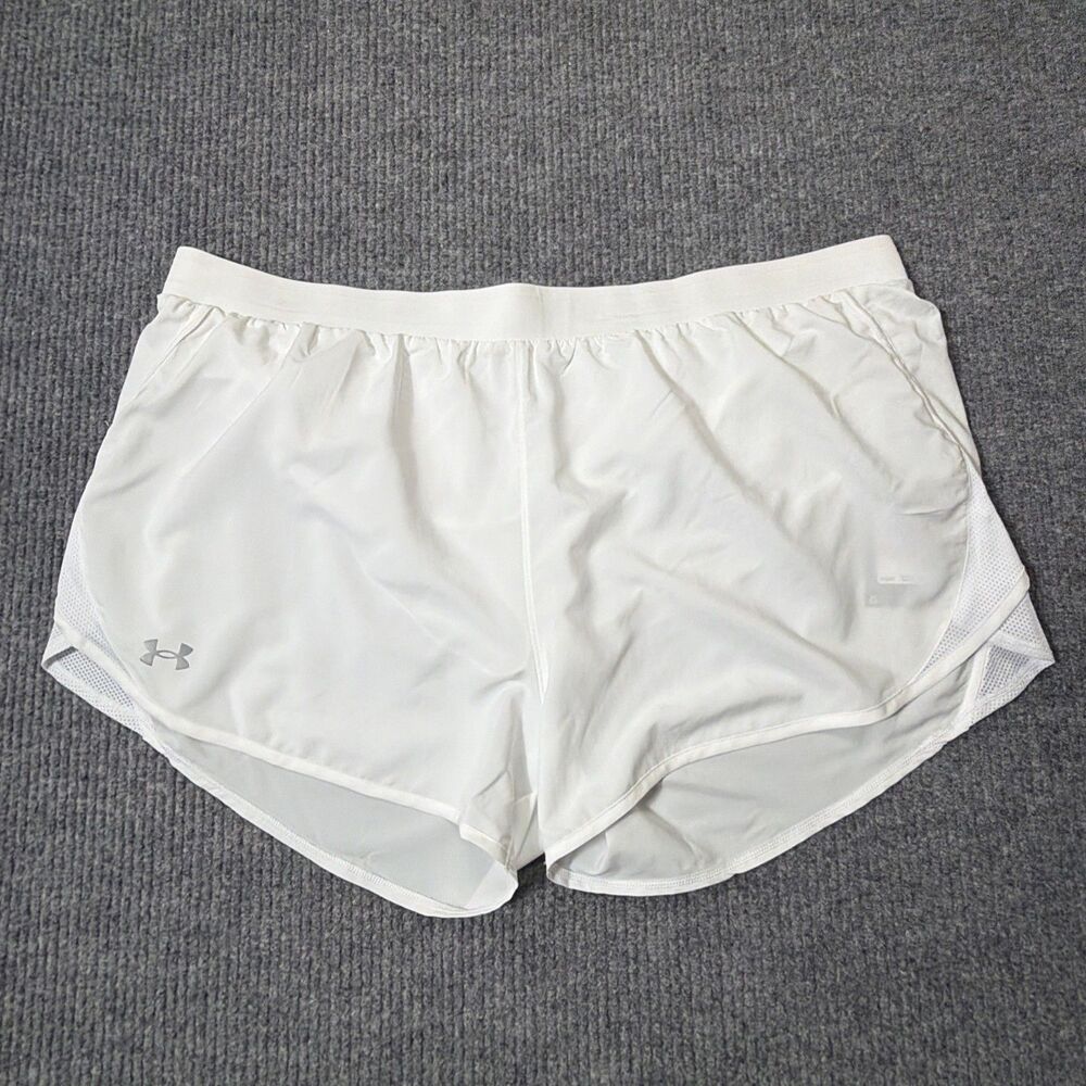 Under Armour UA Fly By 2.0 Shorts Women Size 3X Loose Fit White NEW